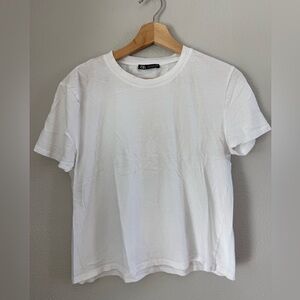 Zara White Short Sleeve Crewneck Tees